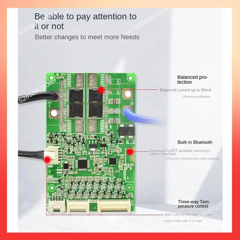 ABNR Built-In Bluetooth Smart 10-17 Series Lithium Battery Protection Board 40A Ternary Same Port Protection Board