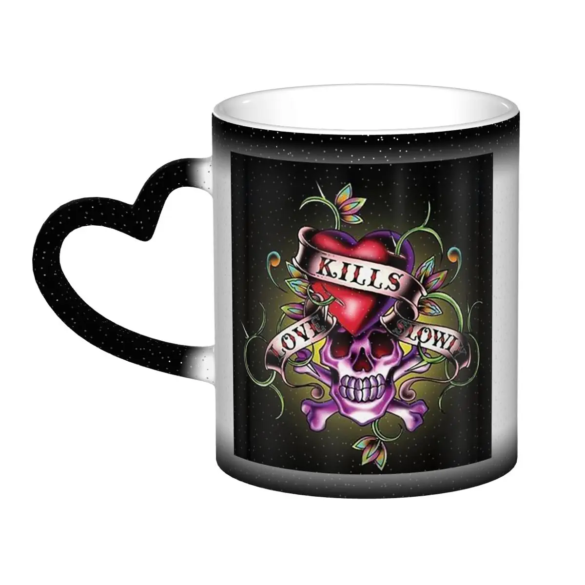 Ed Hardy Love Kills Slowly Mug Funny Ceramic Coffee Cups Tea Mugs Milk Cup Drinkware Gifts for Woman Man