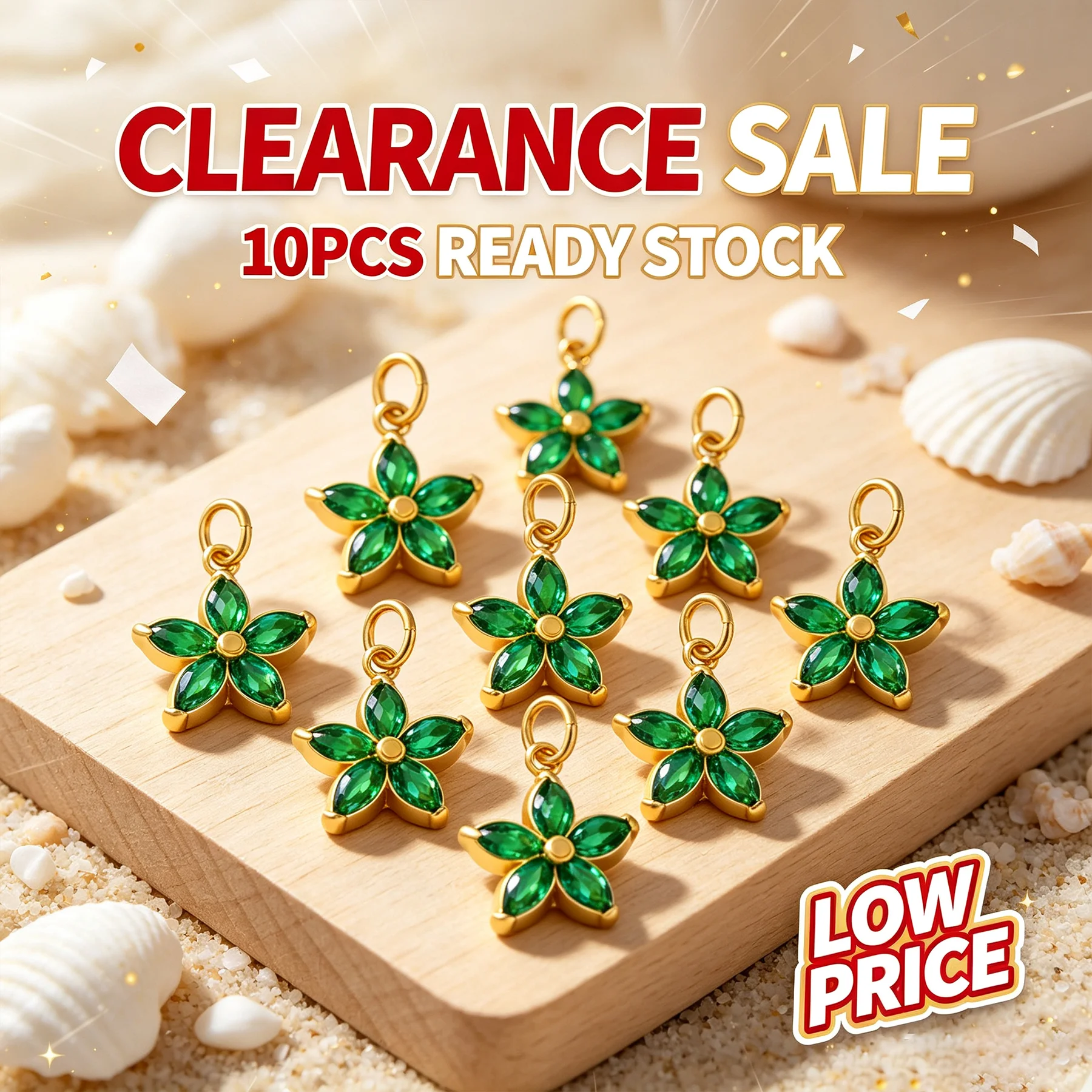Low Price Factory Direct 10pcs Green Floral Gold Charms Clearance Sale DIY Jewelry Accessories