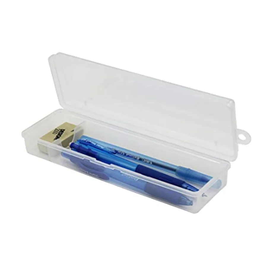 

® Clear Polypropylene Mini Storage Box with Hinged Lid and Snap Closure - For Pencils, Pens, Drill Bits, Office Supplies, Organ