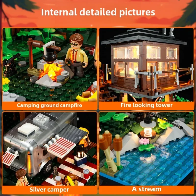 Lighting building block outdoor camp ornaments toy model small street view building block