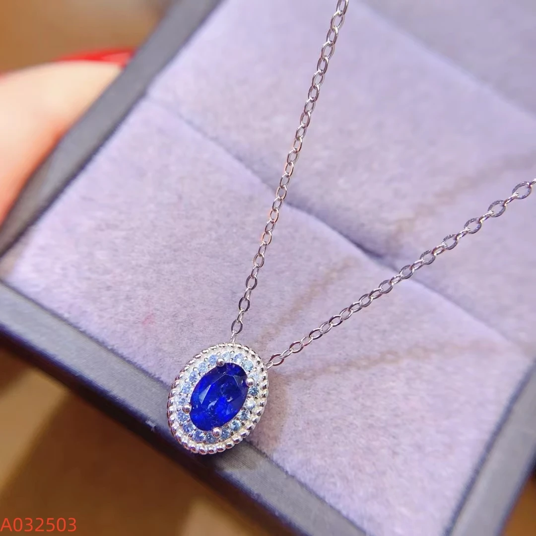 

KJJEAXCMY Fine Jewelry Natural Sapphire Women's Pendant S925 Pure Silver Exquisite Inlaid High Clarity Gems Support Testing