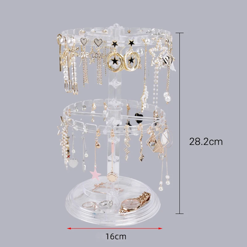 2Layer Rotating Earrings Storage Shelf Jewelry Display Display Stand Cases Holder Racks Fixtures Jewelry Earrings Organizer - Image 3