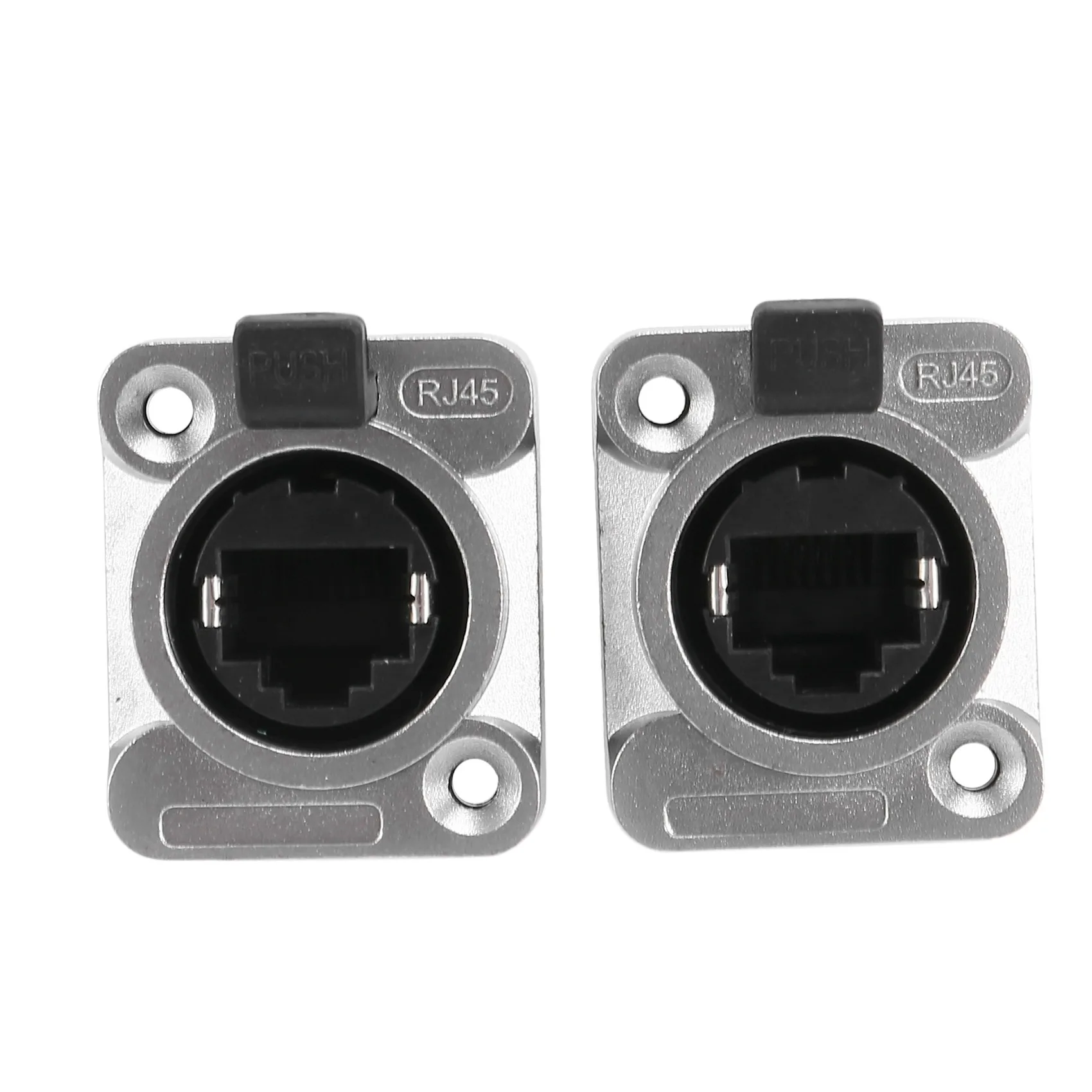 Conector de rede RJ45 Shield, 8P8C fêmea Panel Mount Sockets, conector Ethernet, ângulo direito, 2 pcs