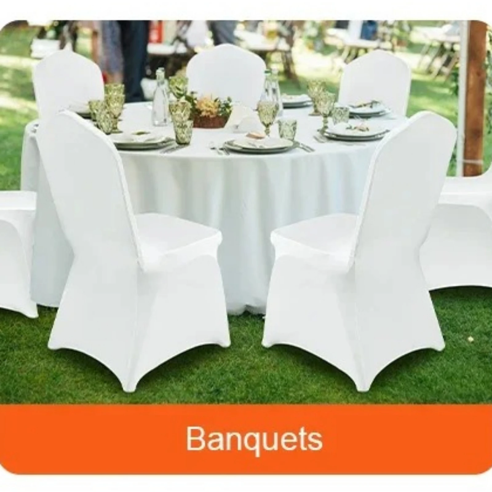 Event Chair Slipcover | SIHAO 50-100Pcs Ivory Stretch Spandex Chair Covers, Removable Skirt, Cold Water Washable, Decorative Seat Protector for Wedding Banquet & Party Reception