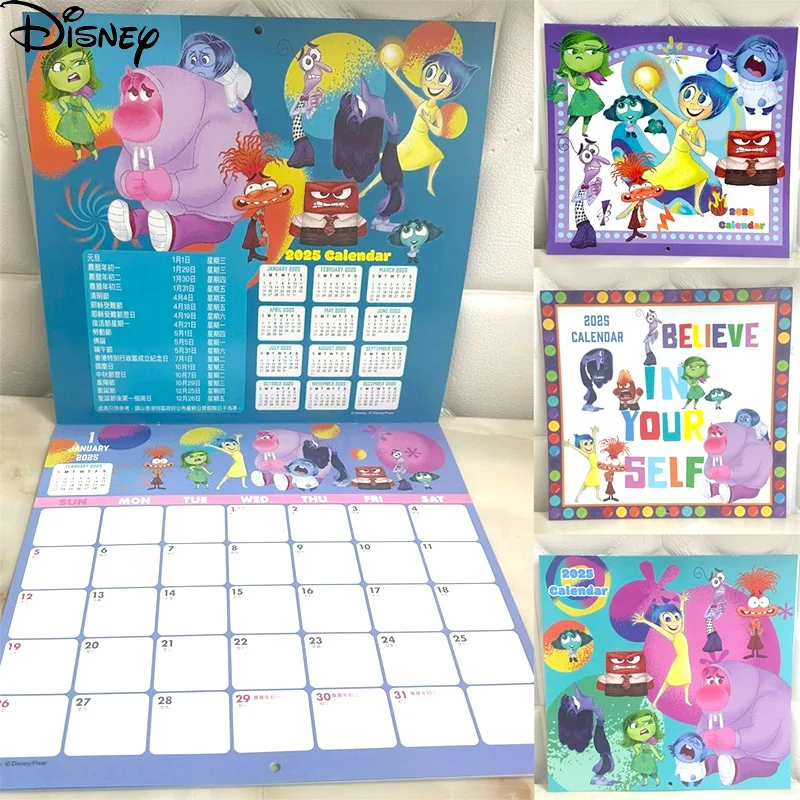 2025 Year Of The Snake Disney Genuine Inside Out Calendar Cartoon Creative Double Sided Monthly Calendar Calendar Wall Calenda