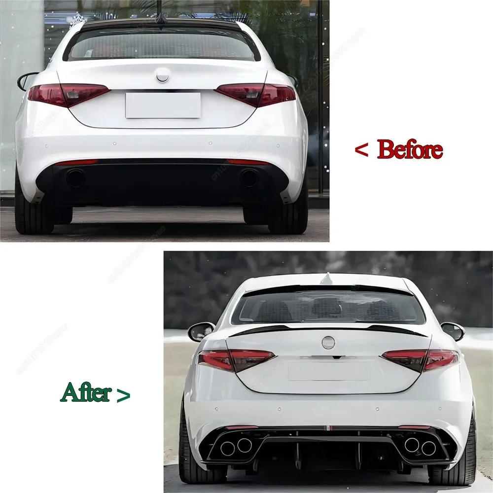 Car Tail Wings Fixed Wind Spoiler Rear Wing Auto Fixed Wind Wing For Alfa Romeo Giulia Sedan 2016-2024+ Gloss Black Accessory