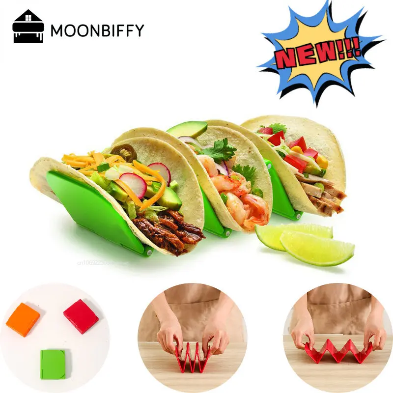 Folding Taco Holder Portability Taco Holder Stand Space Saving Rack Mexican Food Stand Holds Soft Shells Wave Shape Kitchen Tool