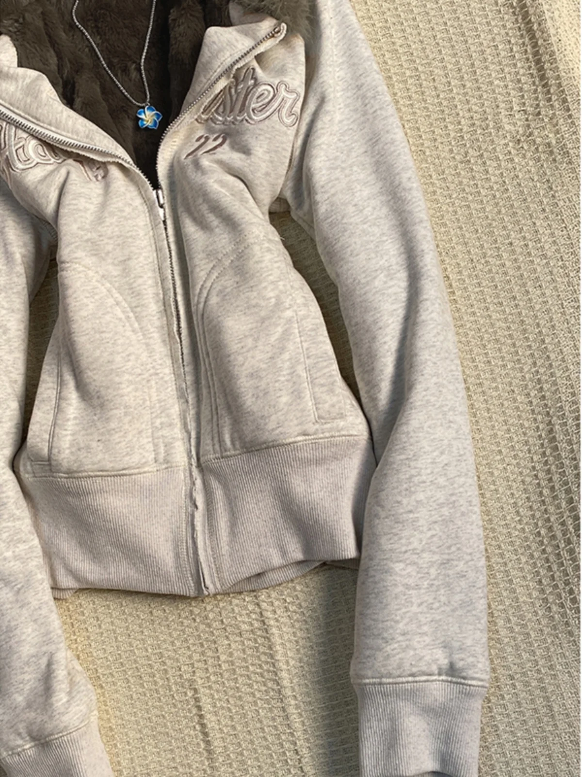 Heara Original ey Fce Forrado Thiened Hoodie Jaet Feminino Inverno Americano Retro Top Trendy Algodão Mistura Longo Sve Zi...