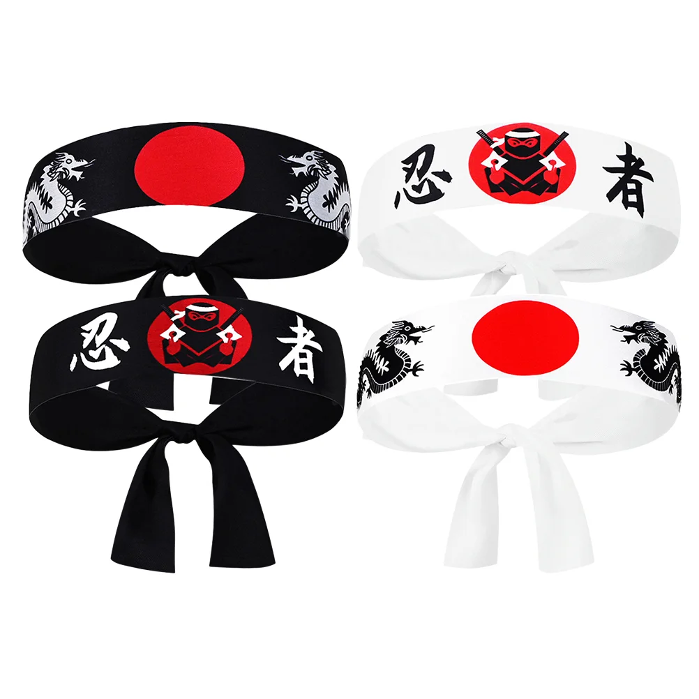 

4 Pcs Ninja Hood Ninjia Headband Headgear Party Headbands Polyester Student Bandana for Men
