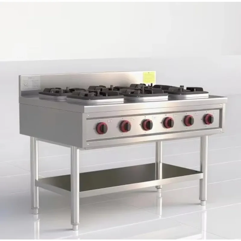 

Коммерческая газовая плита с 6 конфорками, промышленная многоконфорочная варочная панель для отелей и ресторанов, газовая плита из нержавеющей стали с газовым нагревом