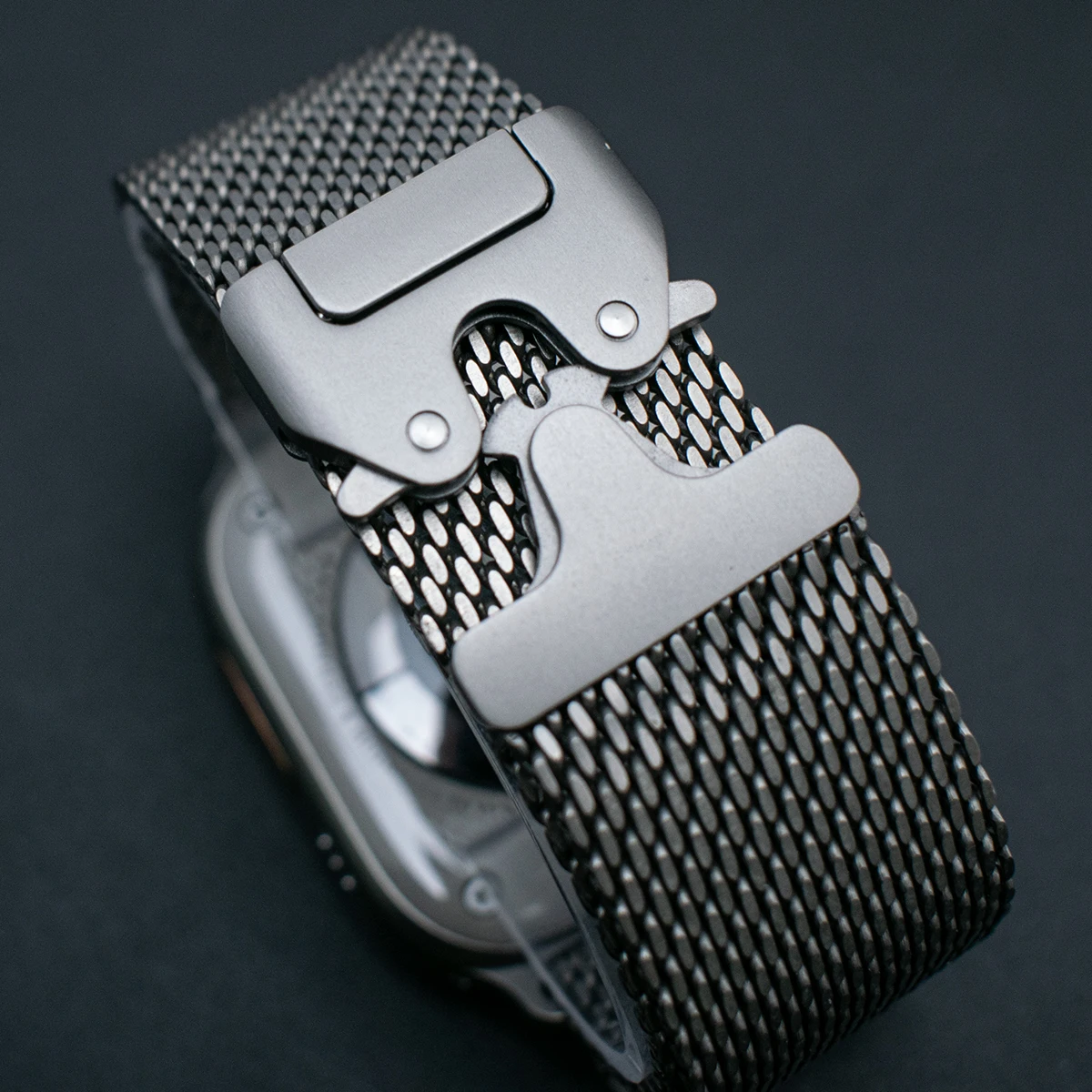 Cinturino in titanio per Apple Watch Ultra 2 49mm Serie 10 9 8 7 6 5 Anello milanese in titanio naturale per fibbia per paracadute sicura IWatch