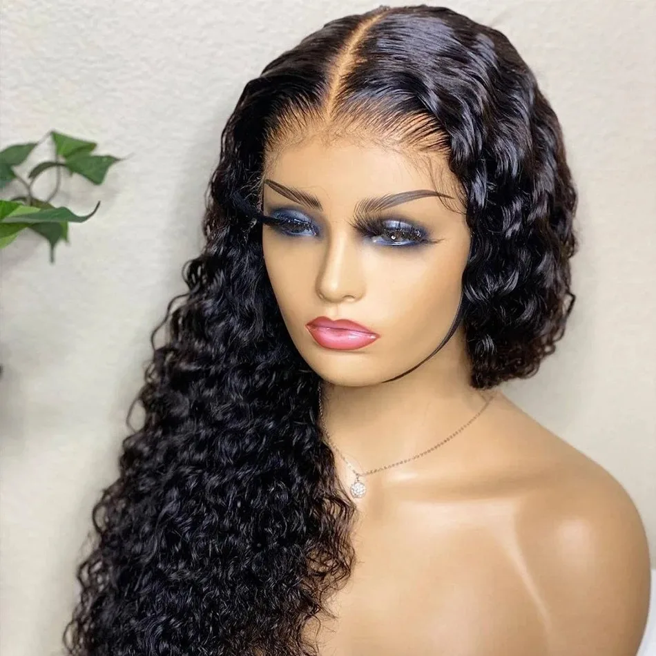 13x4 13x6 Front Wig PrePlucked Glueless 180 250 Density HD Transparent Deep Wave Lace Frontal Human Hair Wig For Black Women