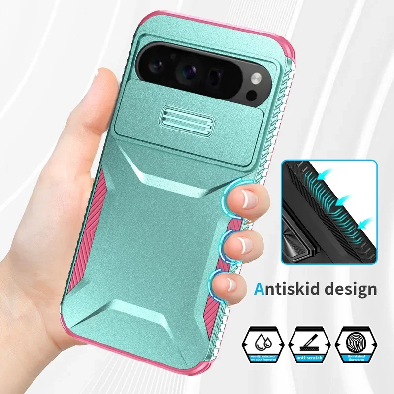 Case For Google Pixel 9 Pro XL Pixel9 Military Grade Antiskid Camera Lens Slide Cover Google Pixel 9 Pro Hard Cases Pixel9 Cover