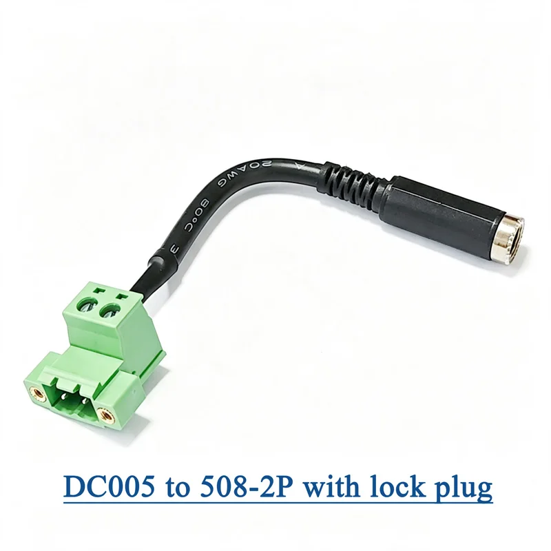 DC5521 Female to 5.08MM 2Pin Terminal Power Conversion Cable For Control Equipment DC 24V DC55x21mm to 2 Core Terminal Adapter
