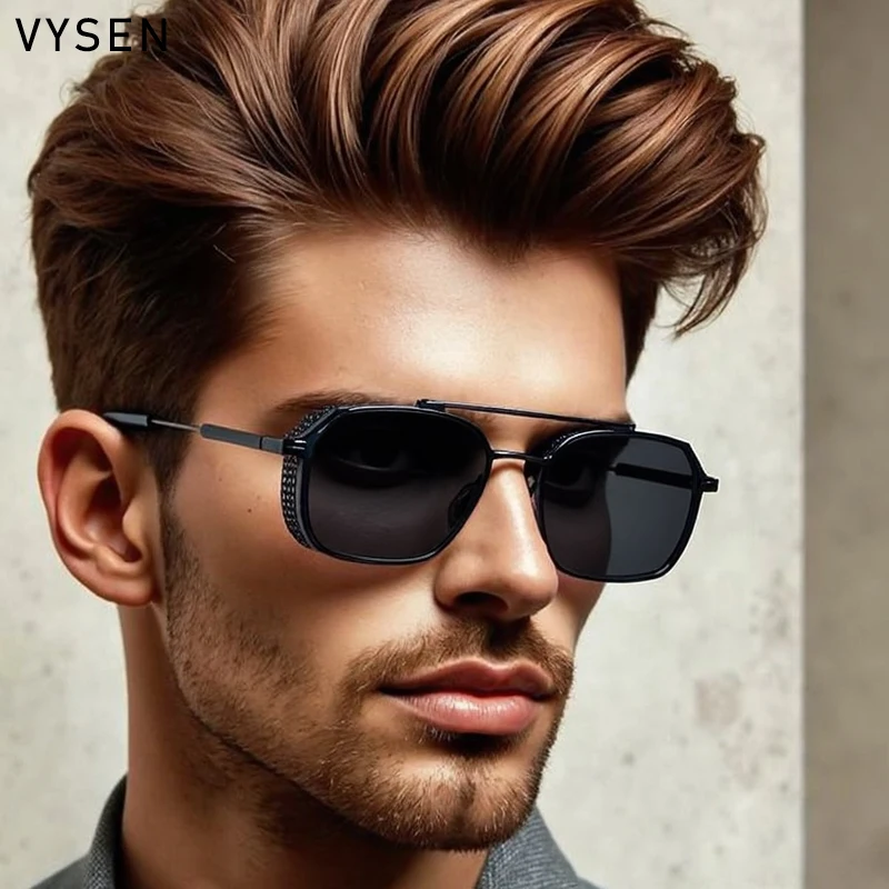 

Steampunk Vintage Square Sunglasses Men 2025 Luxury Brand Classic Polygon Double Beam Sun Glasses Punk Eyewear Outdoor Shades