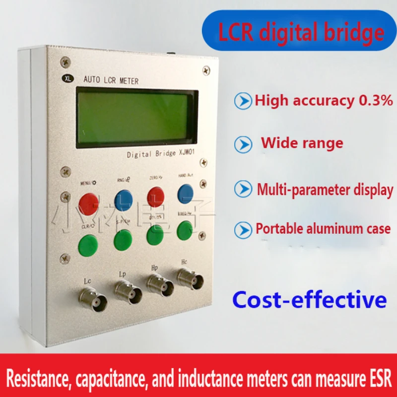 XJW01 Digital Bridge 0.3% L/CR Tester Resistance, Inductance, Capacitance, ESR Meter, Fnished Product, With Metal Case