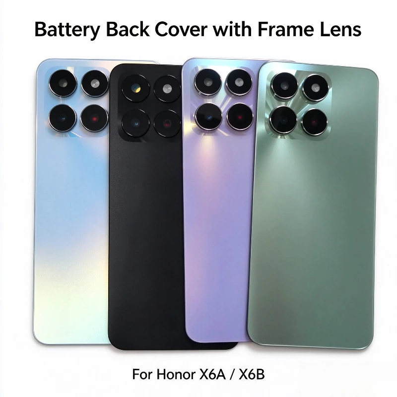 For Honor X6A X6B Battery Back Cover With Camera Lens Frame, Replacement Rear Door Housing Phone Rear Shell Repair Parts