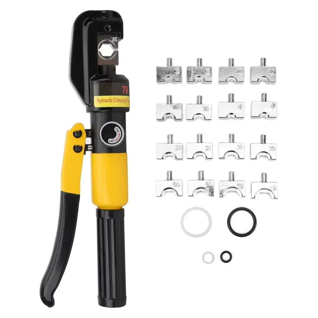 YQK-70 6 Tons Hydraulic Pliers Crimping Tool Set 4/6/8/10/16/25/35/50/70mm² 16 Dies Crimping Mold Pressure Cable Lug Terminal