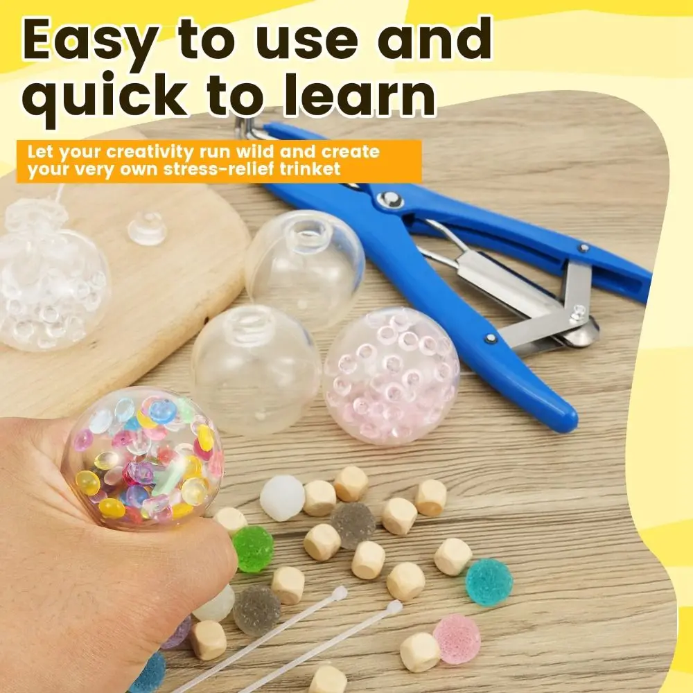 TPR DIY Ball Shell Kit Round Transparent Squishy Ball Making Kit Tear Resistant Refillable Stress Ball Kit Hands on Play