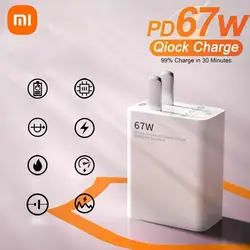 Xiaomi Original 67W Charger Fast Charge QC 3.0 EU Adapter For Redmi 12 10C 13R 12R Note 8 Pro 9 9T Poco M3 C40 Usb Type C Cable