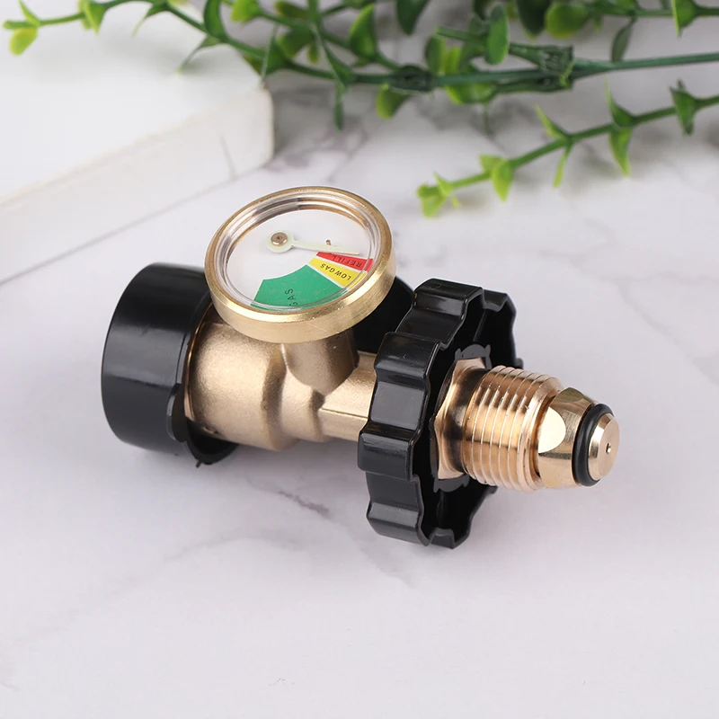 Propane Tank Gauge POL Propane Tank Adapter Universal Pressure Gauge Connector QCC1 Built-in Leak Detector