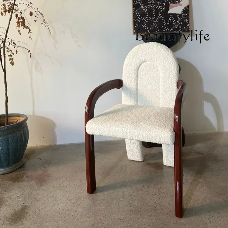 

Medieval new Chinese style fashion with armrests Dining chair Small apartment designer Cream style retro chair