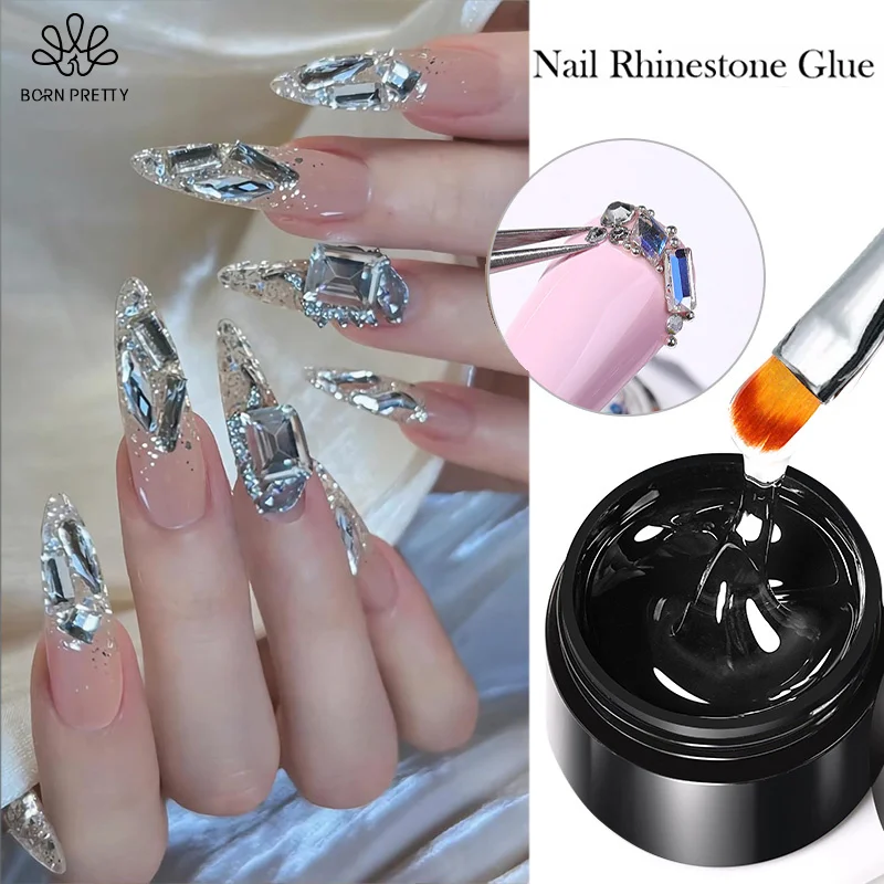 BORN PRETTY 5ml 30ml Gel de pegamento para diamantes de imitación de uñas para decoración de uñas Gel adhesivo súper fuerte moldeador 3D escultura uñas