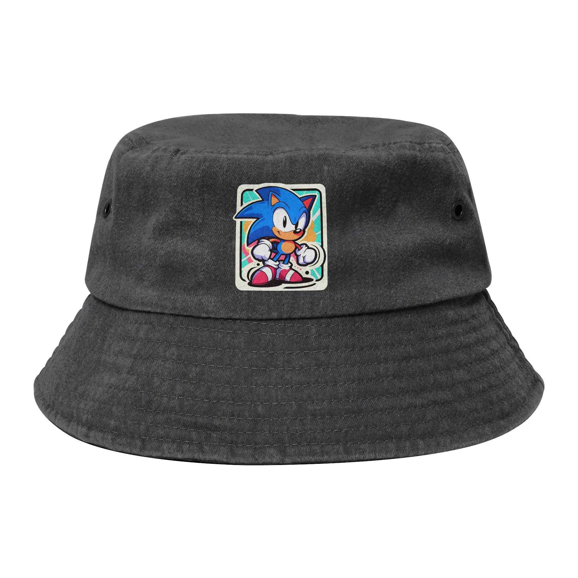 Hedgehog Shadow Game Cartoon Bucket Hat Men Women Outdoor  Distressed Washed Fishing Hats Beach Boonie Hat
