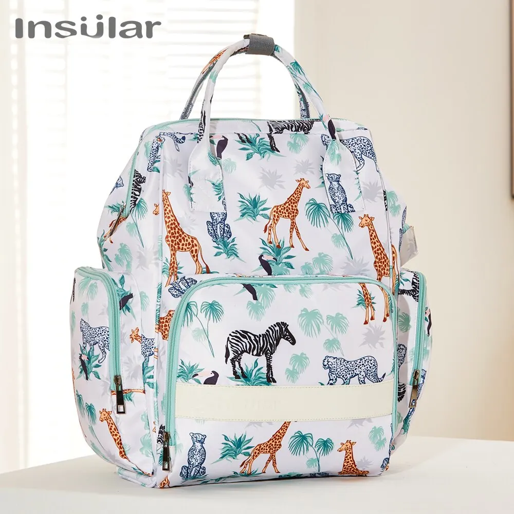 Insular Diaper Backpack Large‑Capacity Mummy Bag Multifunctional Travel Stroller Hanging Baby Nappy Mommy Storage Backpack