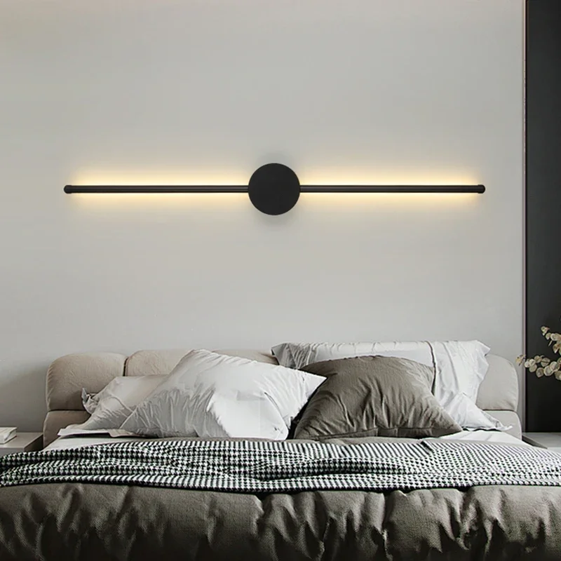 Wall Light Modern Long LED Light Black I-Shaped Wall Lamp Bedroom Living Room Corridor Interior Lights Home Decor Lighting