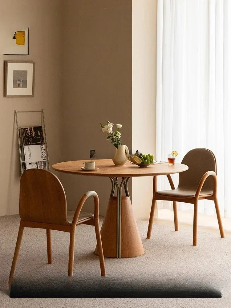 

Nordic Small Apartment Log Solid Wood Household Dining Table Mesas Redondas Multifunctional Furniture Space Saving Furniture