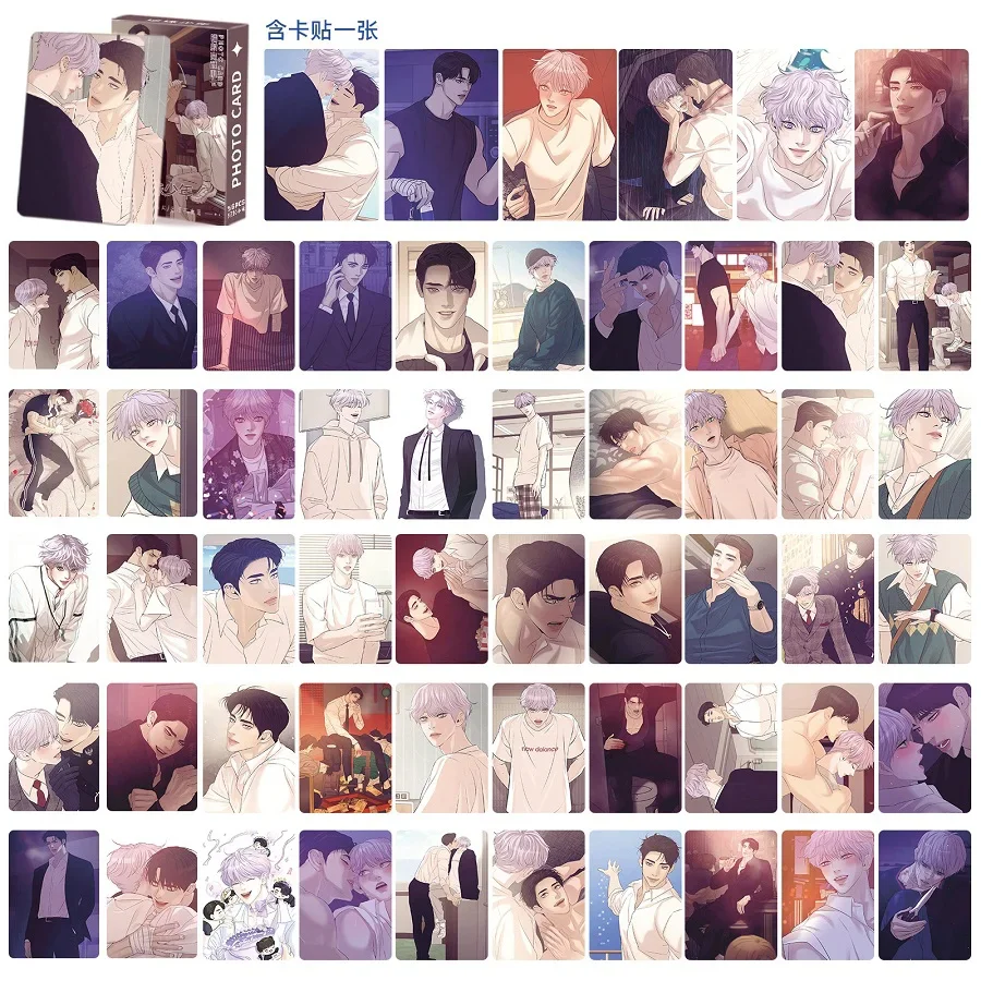 ‌55PCS Korean Manhwa Holographic Photo Cards Set - Jooha & Dooshik Collectible LOMO Cards Perfect Gift for Fans