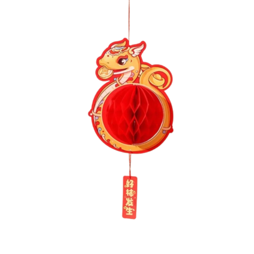 

Chinese New Year Red Paper Lantern Blessing Festive 2025 Snake Year Lantern Pendants Traditional Reusable