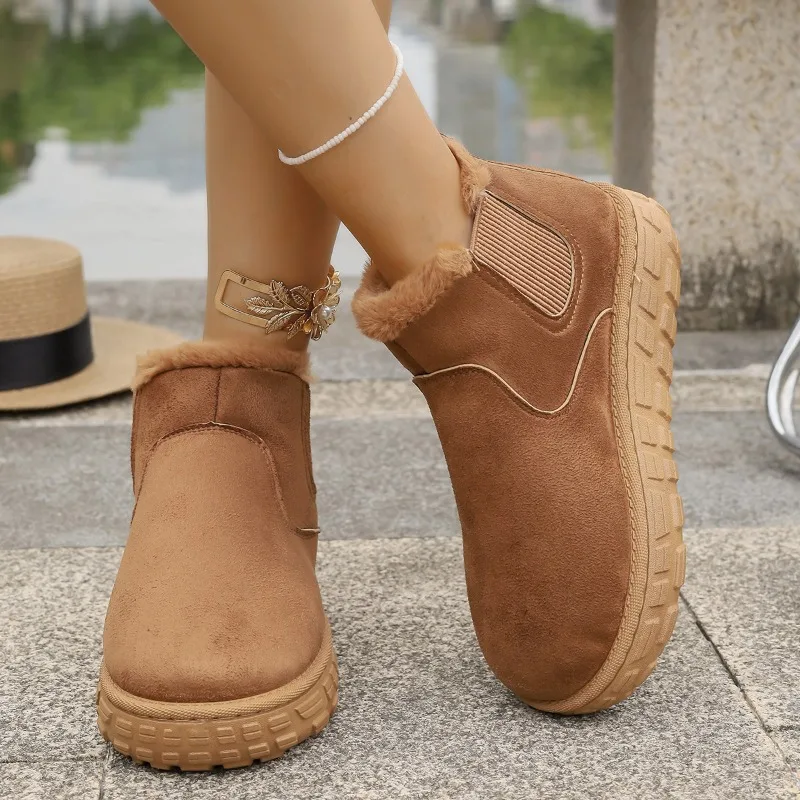 

Бренд-дизайнер 2025Зимняя обувь на толстой подошве Новые ботинки челси Женские модные меховые интегрированные теплые и удобные зимние ботинки