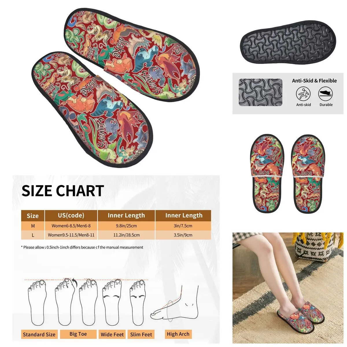 

Mini Dragon Compendium Men Women Furry slippers,fashion printing pantoufle homme Home slippers