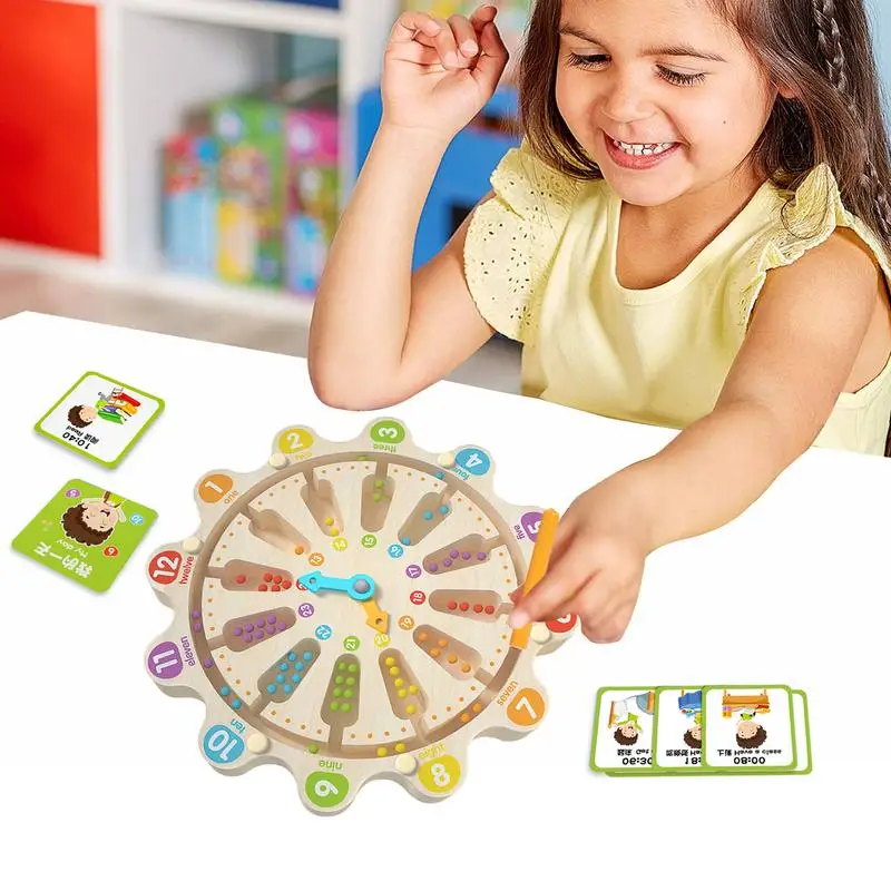 Labyrinthe magnétique horloge labyrinthe tableau magnétique jeux de Puzzle en bois enfant en bas âge couleur tri jouets apprentissage préscolaire jouets éducatifs pour