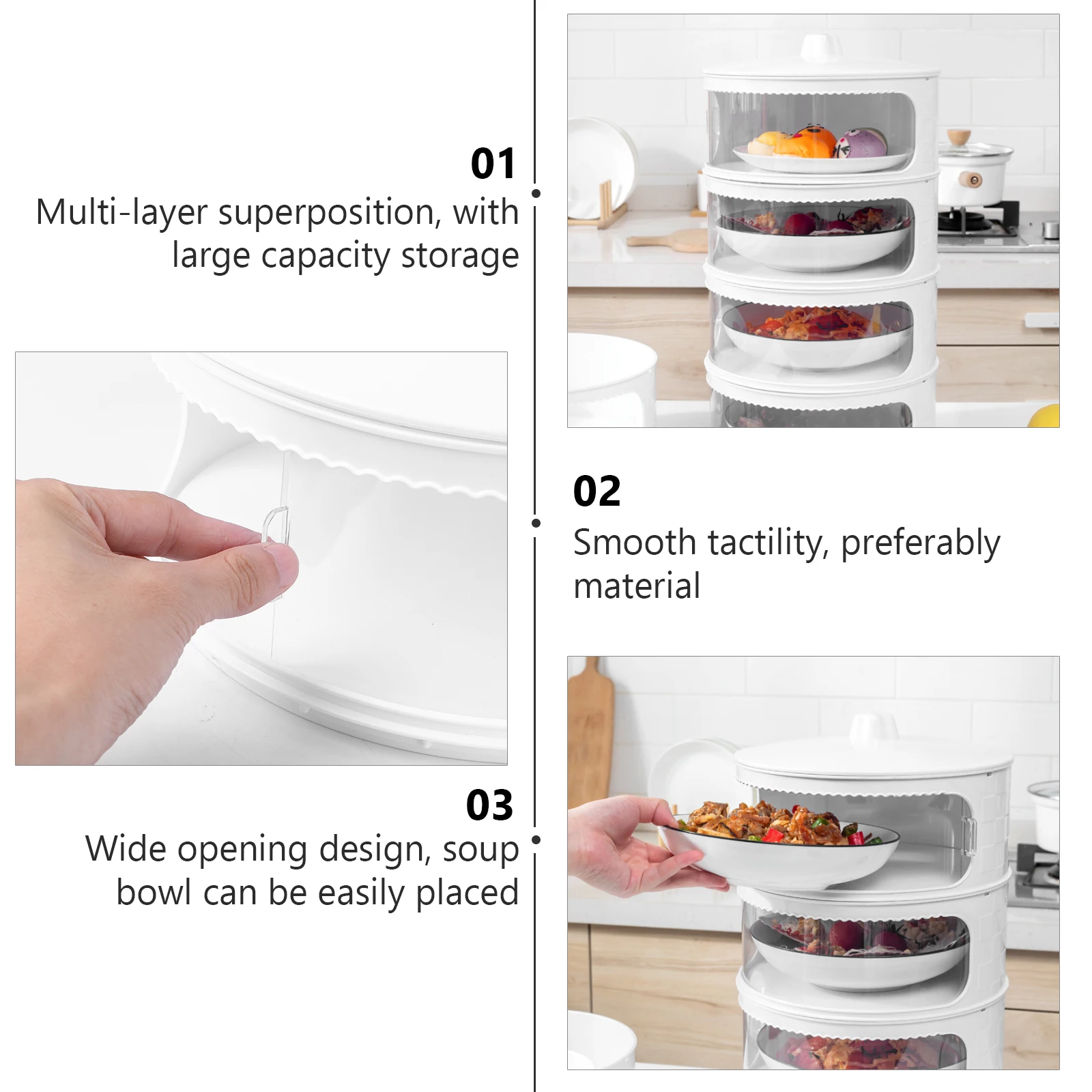 

Kitchen Food Stackable Food Storage Fresh Keeping For Leftovers Transparent Protective Cover Household Practical Insulation