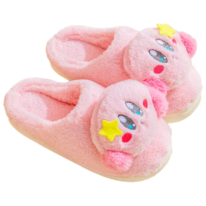 New Kawaii Cute Kirby Cotton Girl Heart Slippers Household Non-Slip Keep Warm Slippers Christmas Gift For Children Girlfriend