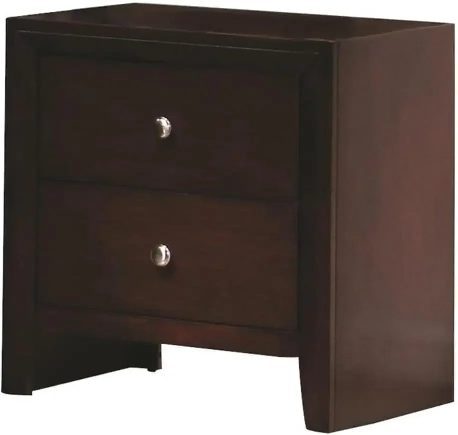 

BOWERY HILL 2 Drawer Transitional Wood Nightstand in Rich Merlot Brown