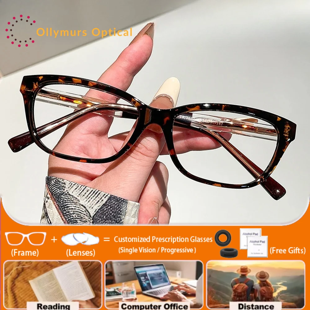 

OLLYMURS Lady Small Frame Anti Blue Light Computer Prescription Glasses Women Photochromic Myopia Progressive Optical Eyeglasses