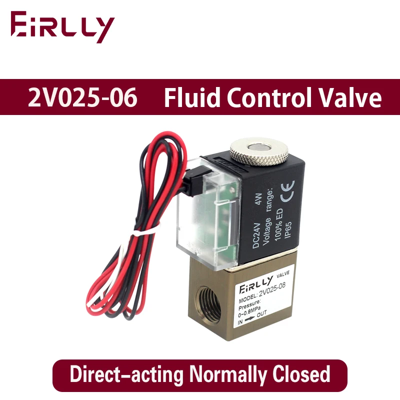 

2V025-08 Normally Closed Wire lead type Pneumatic Control Valve 12V 24V 220V 1/4" BSP 2 Way 2 Position Air Solenoid Valve