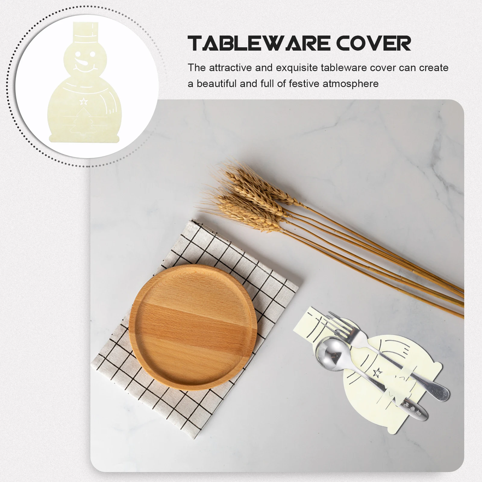 

4 Pcs Snowman Tableware Bags Cutlery Storage Pouches Adorable Serving Utensils Mini