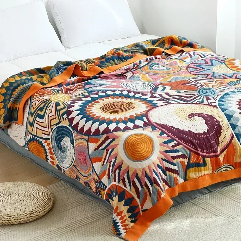 Nordic Throw Blanket Cotton Gauze Boho Sofa Towel Summer Air Conditioning Blanket For Beds Ethnic Leisure Bedspread Soft Sheets