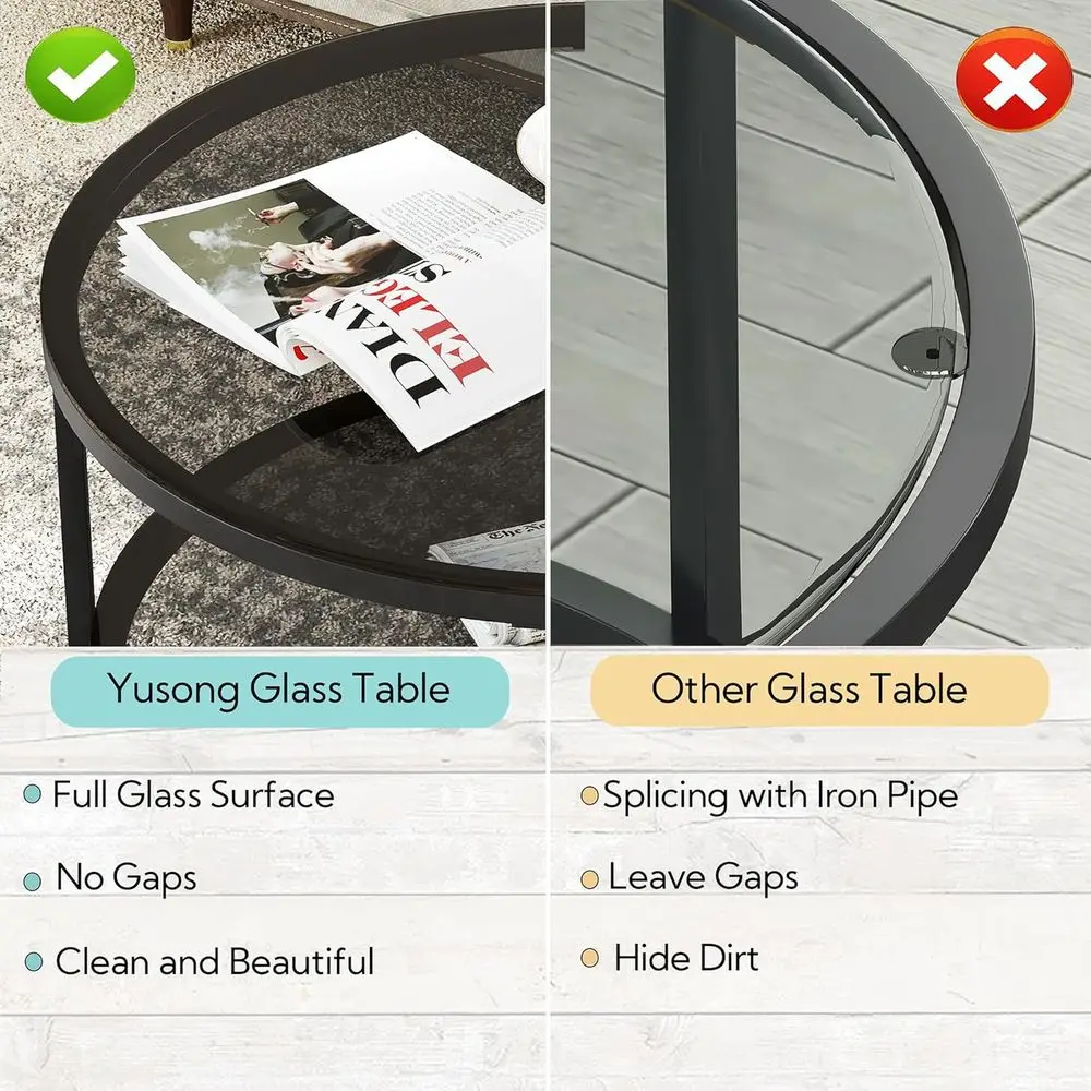 طاولة قهوة زجاجية حديثة من طبقتين مع مساحة تخزين لغرفة المعيشة، و26 طاولة مميزة للمساحات الصغيرة وغرف النوم #5