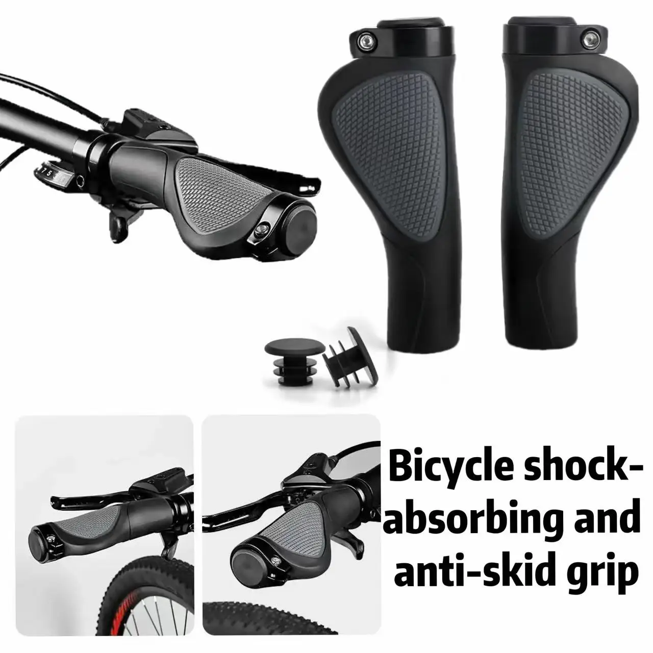 Mountainbike-Lenkergriffe: Komfortable, ergonomische, weiche Gummi-Anti-Rutsch-Lock-on-Griffe für Fahrrad und MTB mit Lenkerendkappen
