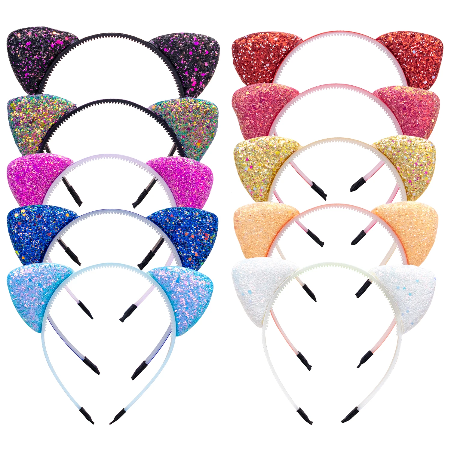 Glitter Cat Ears Headband Kitty Headband for Girls and Women Sparkly Hair Hoop Shiny Hairbands Hair Accessories for Daily