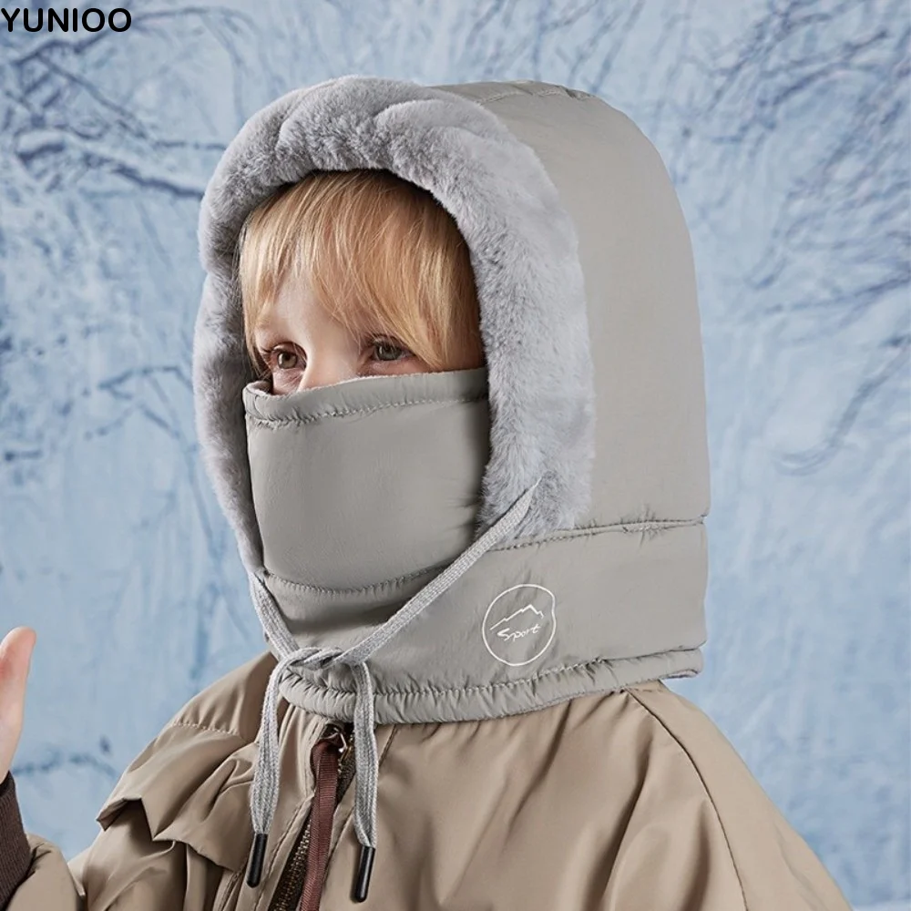 

Keep Warm 3-in-1 Winter Cycling Hat Cold Resistant Fleece Lining Warm Scarf Face Mask Head Cover Velvet Lei Feng Hat Boys