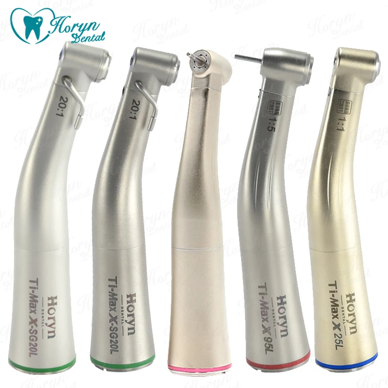 

Dental Contra Angle LED Fiber Electric Motor Optic Low Speed Handpiece 1:1/1:5/20:1/4:1 Air Turbine Max X95L X25L