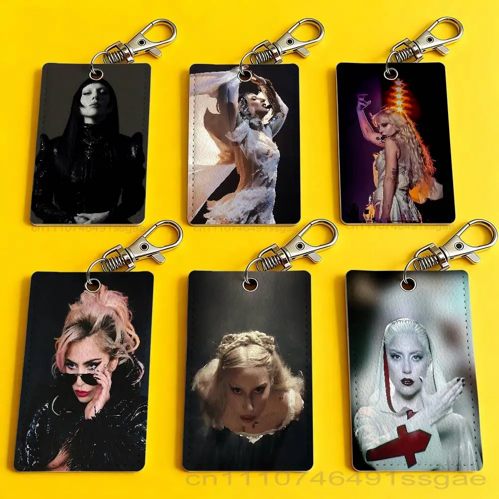 

L-Lady G-Gaga R-Runway Card Holder Men And Womenn Universal Antirust Keychain Learther Access Drop Key Tag Ring